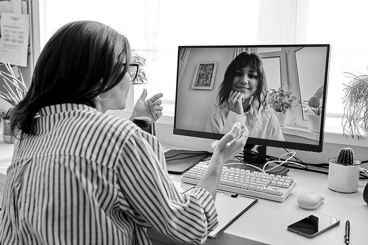 Telepsychiatry appointment done online through video conferencing